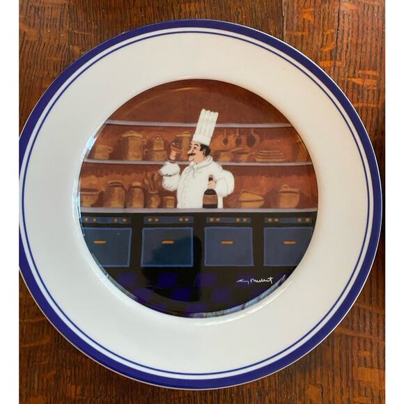 Set of 6 Guy Buffet Williams Sonoma LES GARCONS Waiters Dinner Plates Japan 11” - Picture 5 of 12